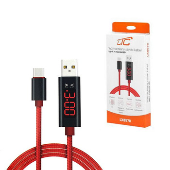 KABEL USB TYP C 2.4A QC 3.0 1.2M MIERNIK LED USB-C