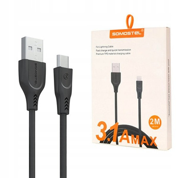 KABEL USB TYP-C 3.1A SOMOSTEL CZARNY QC 3.0 2M