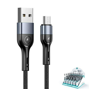 USAMS Kabel pleciony 2A micro USB.czarny 1m